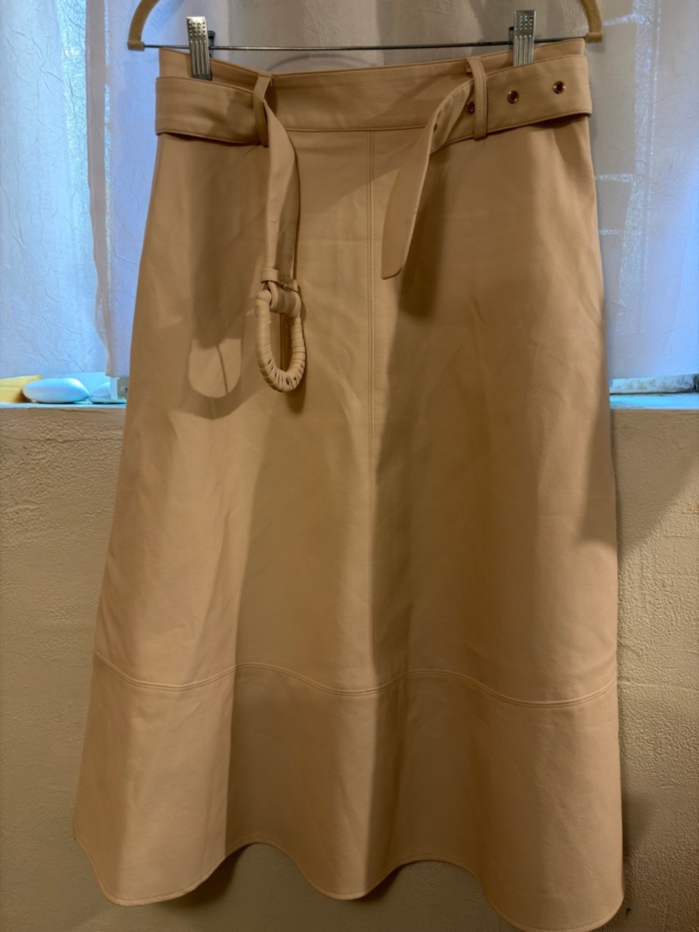 Haute Monde Tan A-Line Belted Skirt